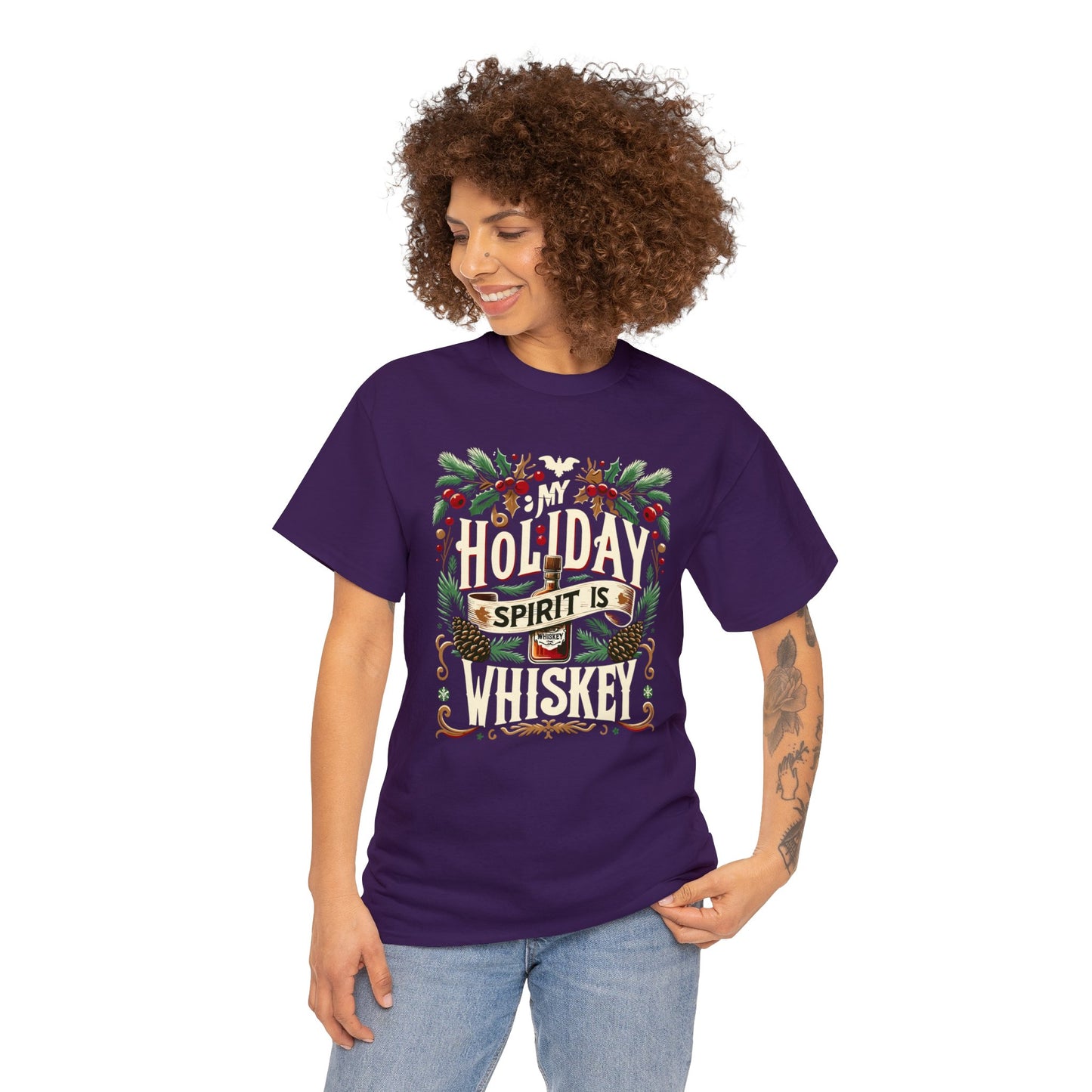My Holiday Spirit is Whiskey Heavy Cotton Tee