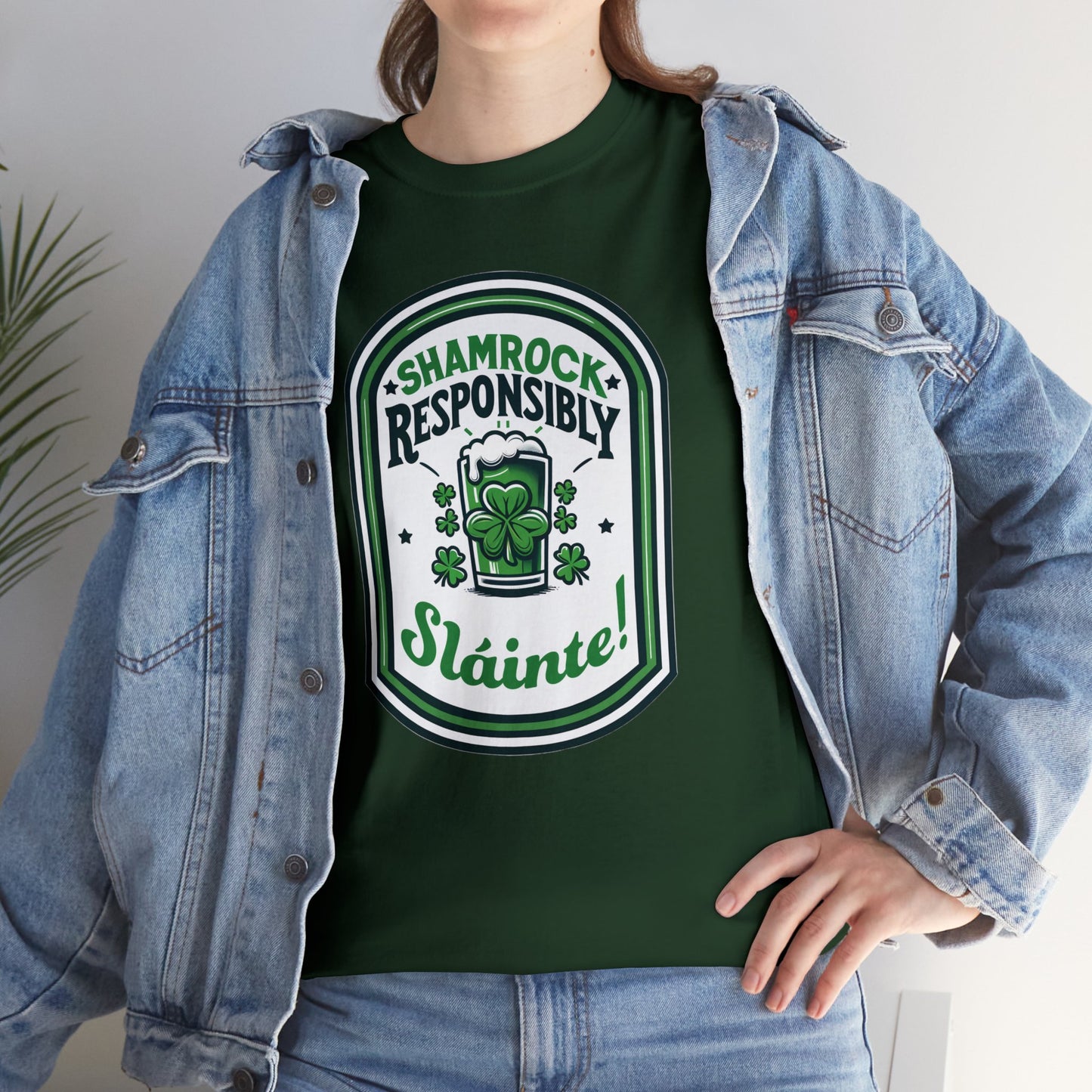 Shamrock Responsibly Slainte T-Shirt, St. Patrick's Day Tee, Lucky Funny Beer Drinking Shirt