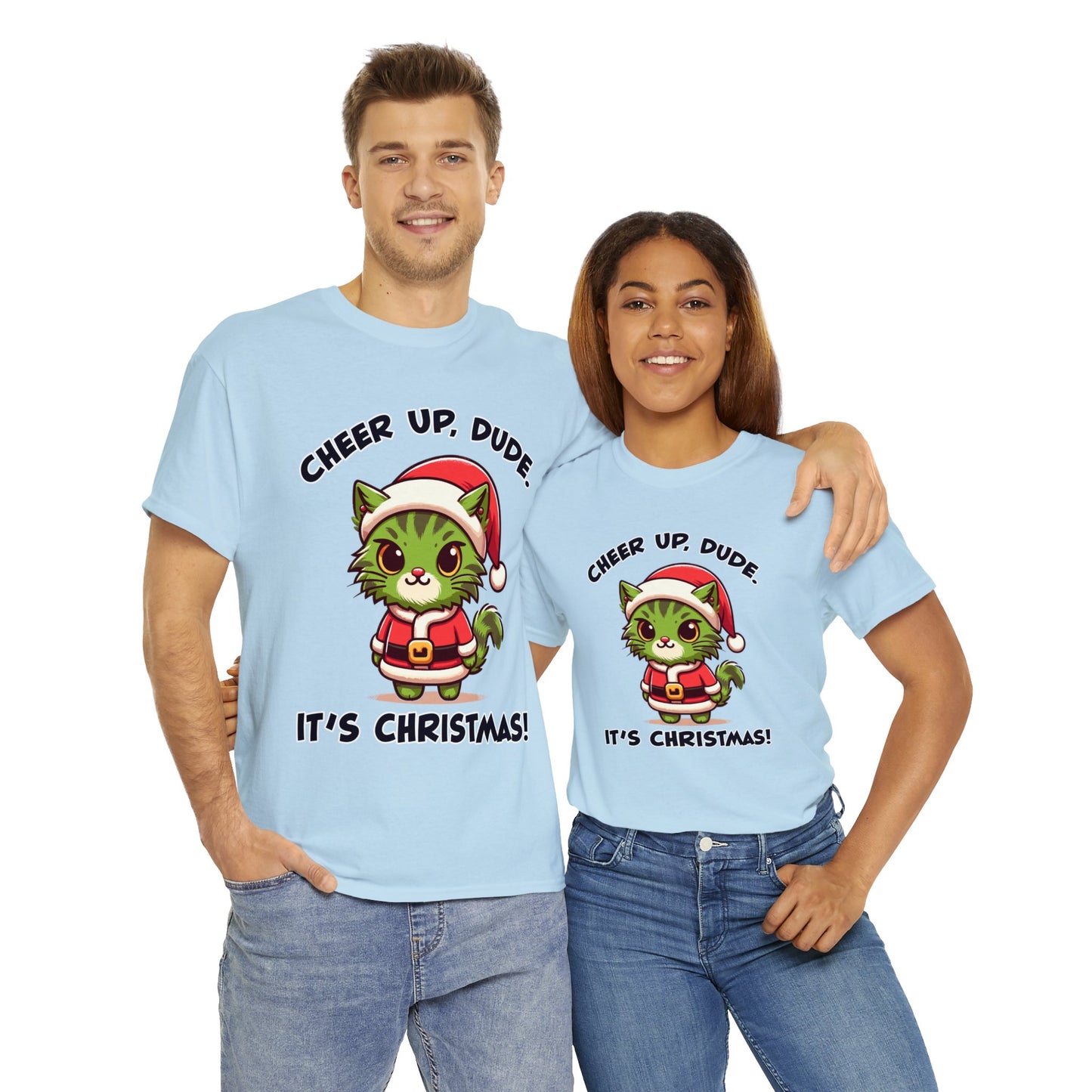 Cheer Up Dude Christmas Unisex Heavy Cotton Tee