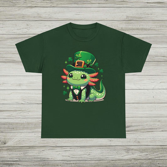 Lucky Axolotl T-Shirt, St. Patrick's Day Tee, Cute Axolotl Leprechaun Shirt, Gift for Irish Friends
