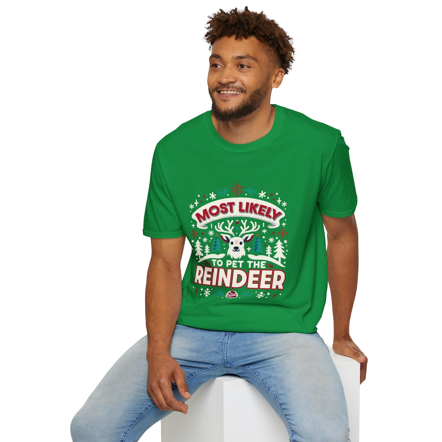 Most Likely to Pet the Reindeer Softstyle T-Shirt