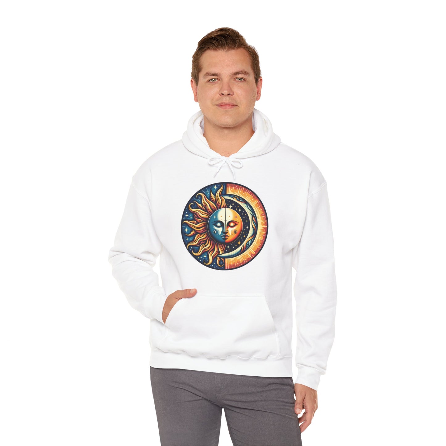 Celestial Sun Moon Hoodie, Mystic Festival Sweatshirt, Colorful Boho Bohemian Aesthetic Sweater Hooded Sweatshirt