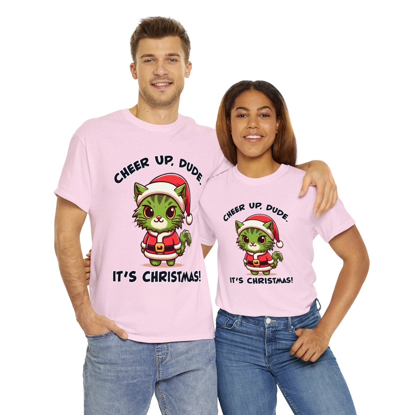 Cheer Up Dude Christmas Unisex Heavy Cotton Tee