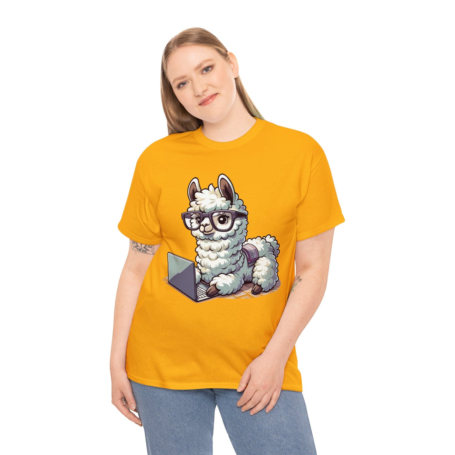 Laptop Llama Heavy Cotton Tee