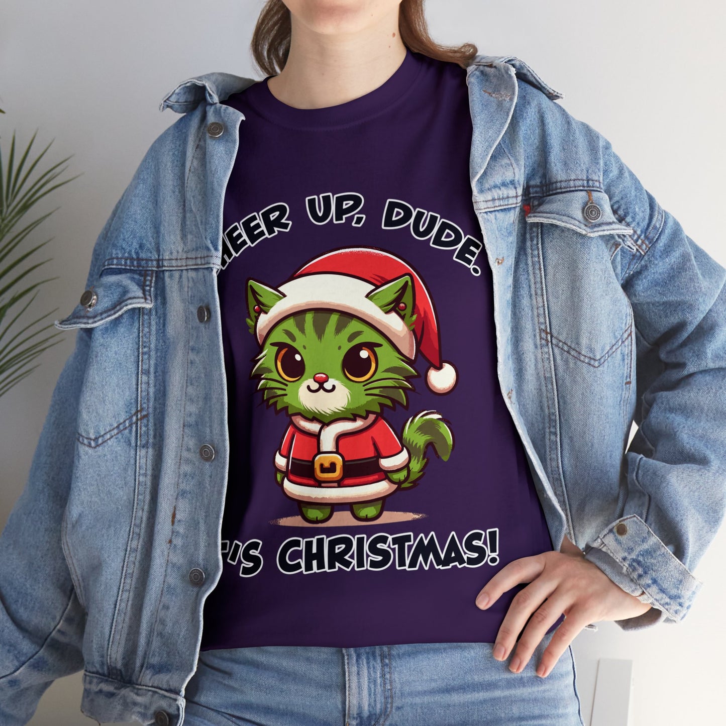 Cheer Up Dude Christmas Unisex Heavy Cotton Tee