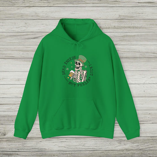Dead Inside But Feeling Lucky Hoodie, St. Patrick's Day Sweatshirt, Punk Style Funny Beer Drinking Shirt
