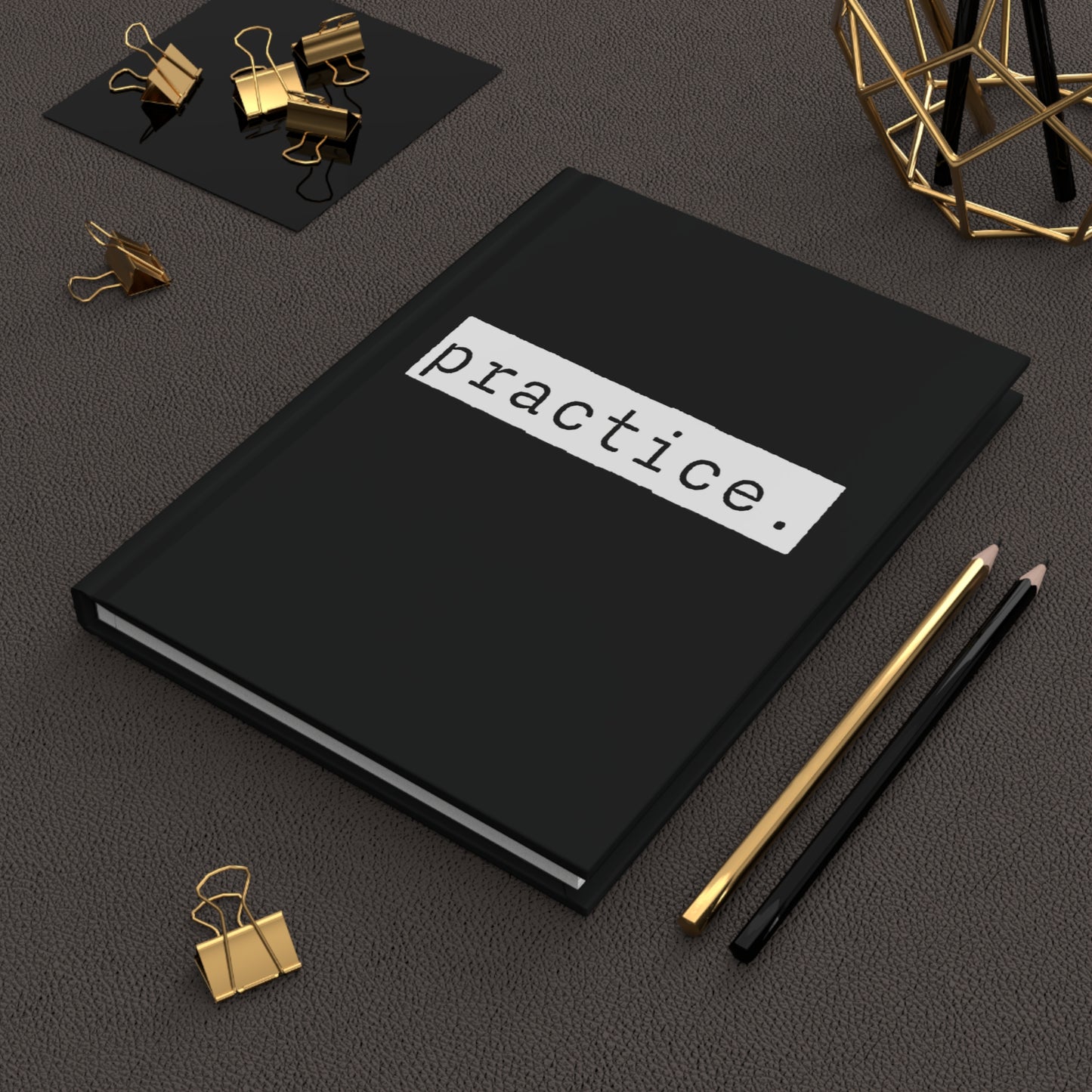 Practice Black Matte Hardcover Journal | Blank Book for Ideas and Planning | Lined Notebook Diary Tracking Log