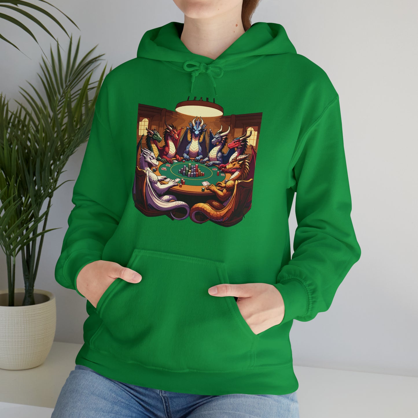Dragons Playing Poker Hooded Sweatshirt