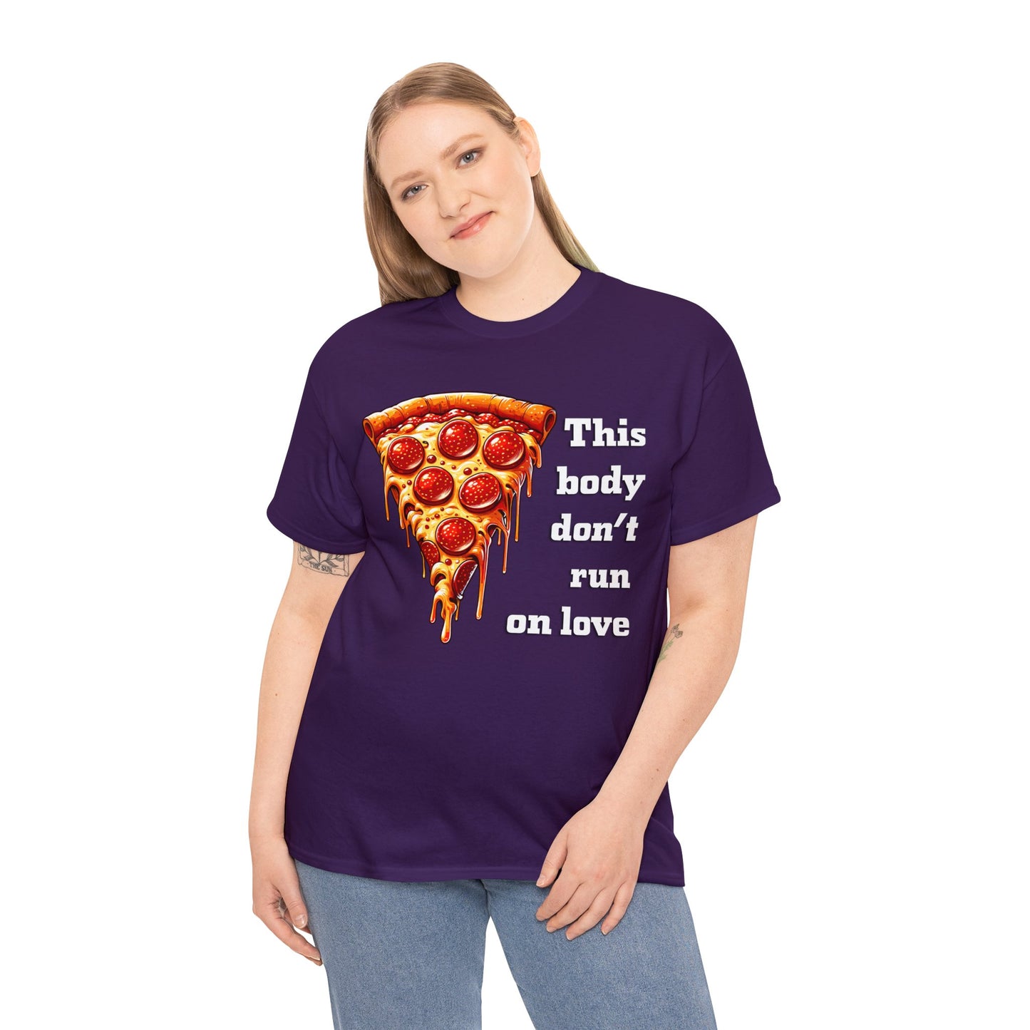 This Body Don't Run on Love Pizza Heavy Cotton Tee