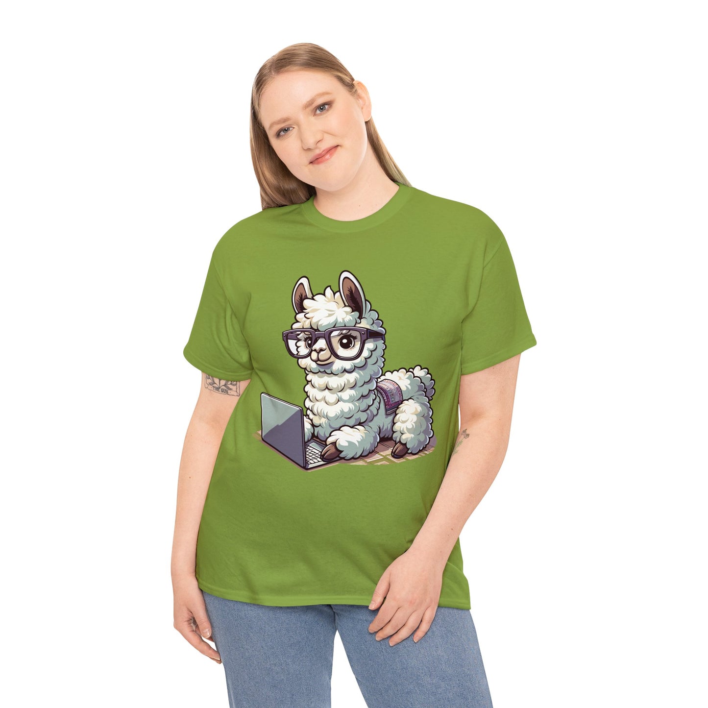 Laptop Llama Heavy Cotton Tee