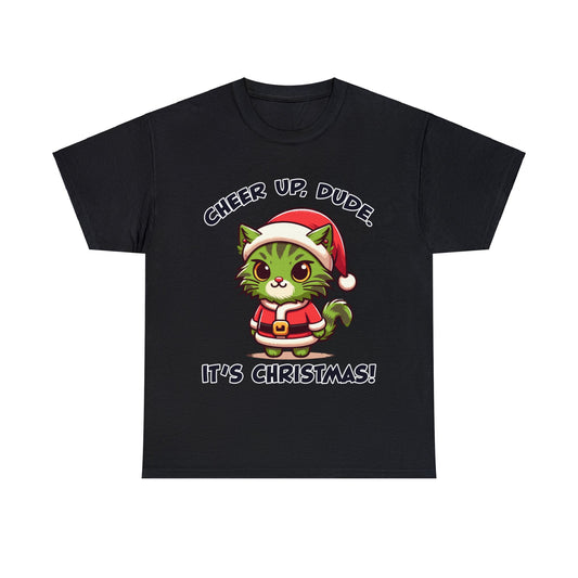 Cheer Up Dude Christmas Unisex Heavy Cotton Tee