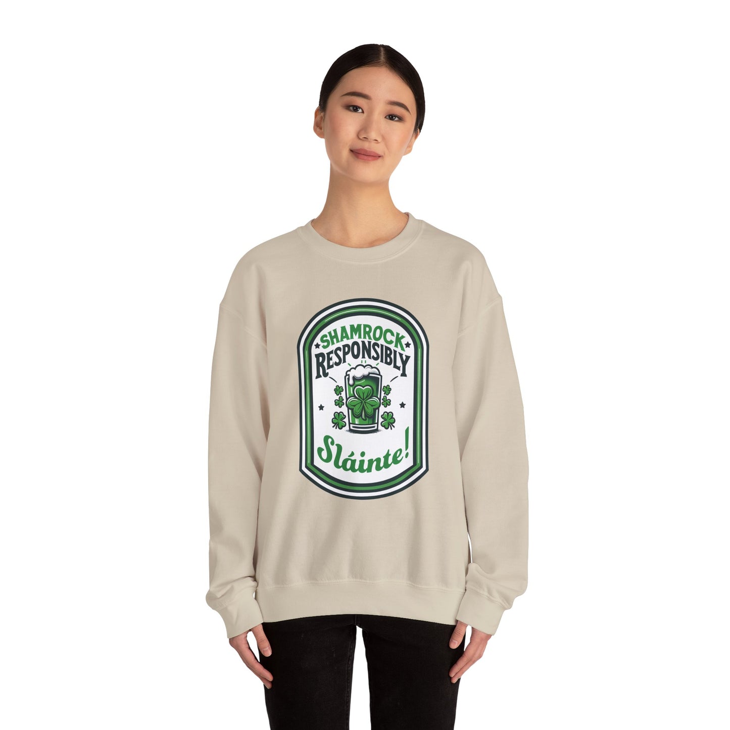 Shamrock Responsibly Slainte Sweatshirt, St. Patrick's Day Crewneck, Funny Lucky Beer Drinking Shirt