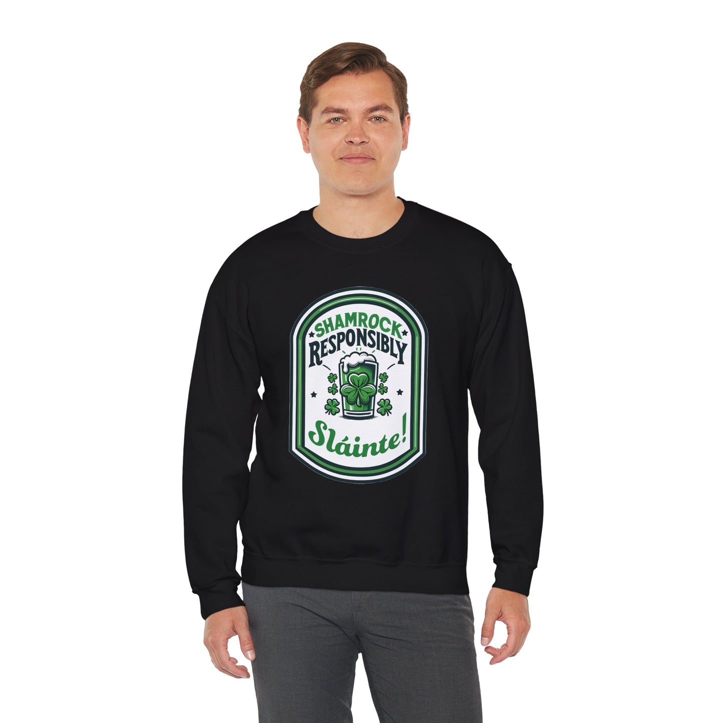 Shamrock Responsibly Slainte Sweatshirt, St. Patrick's Day Crewneck, Funny Lucky Beer Drinking Shirt