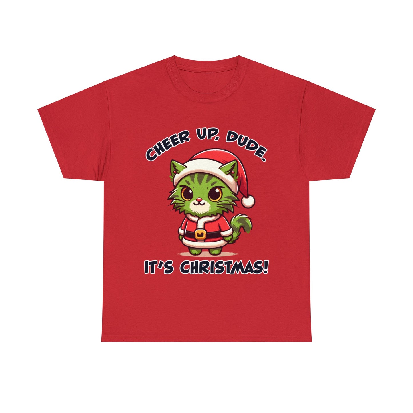 Cheer Up Dude Christmas Unisex Heavy Cotton Tee