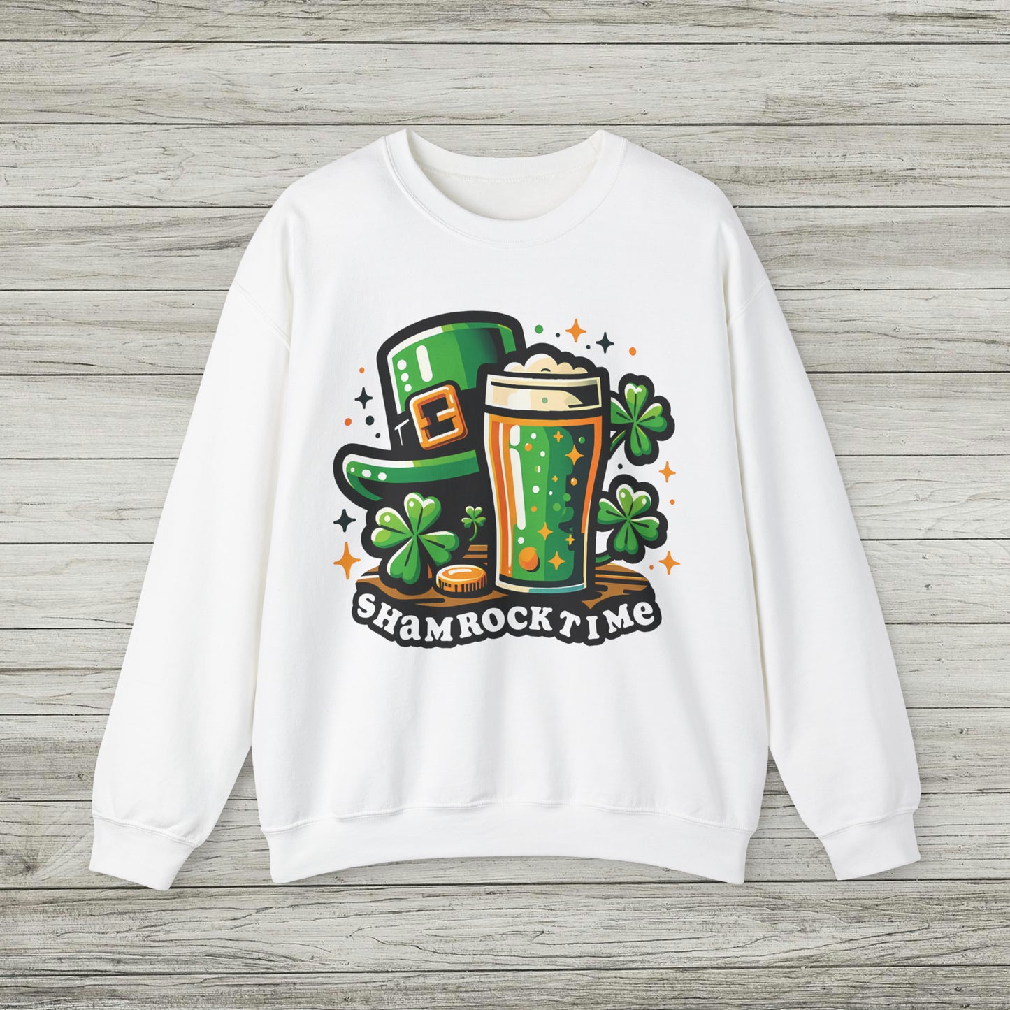 Shamrock Time Sweatshirt, St. Patrick's Day Crewneck, Funny Lucky Beer Drinking Shirt, Good Craic