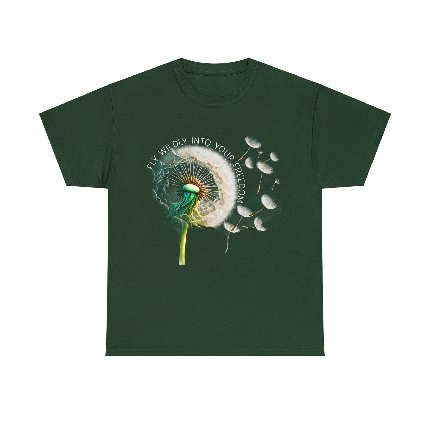 Dandelion Fly Wildly Into Your Freedom Cotton Tee, Blowing Dandelion Seeds, Nature Lover T-Shirt