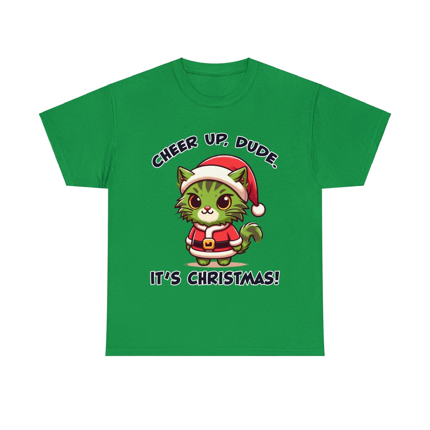 Cheer Up Dude Christmas Unisex Heavy Cotton Tee