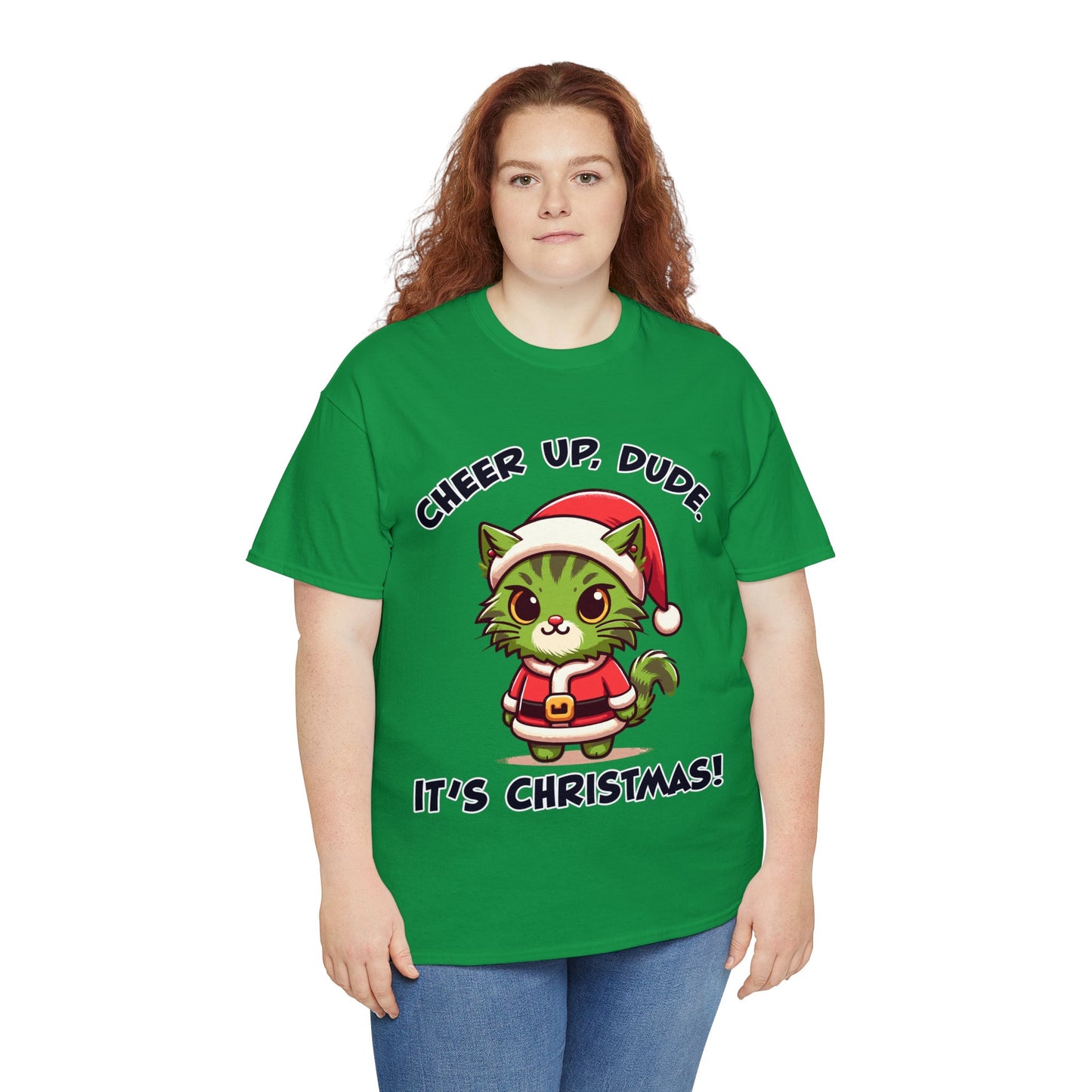 Cheer Up Dude Christmas Unisex Heavy Cotton Tee