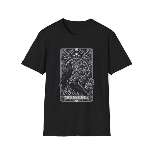 Gothic Crow Tarot Card Wheel of Fortune Lucky Softstyle Tee T-Shirt