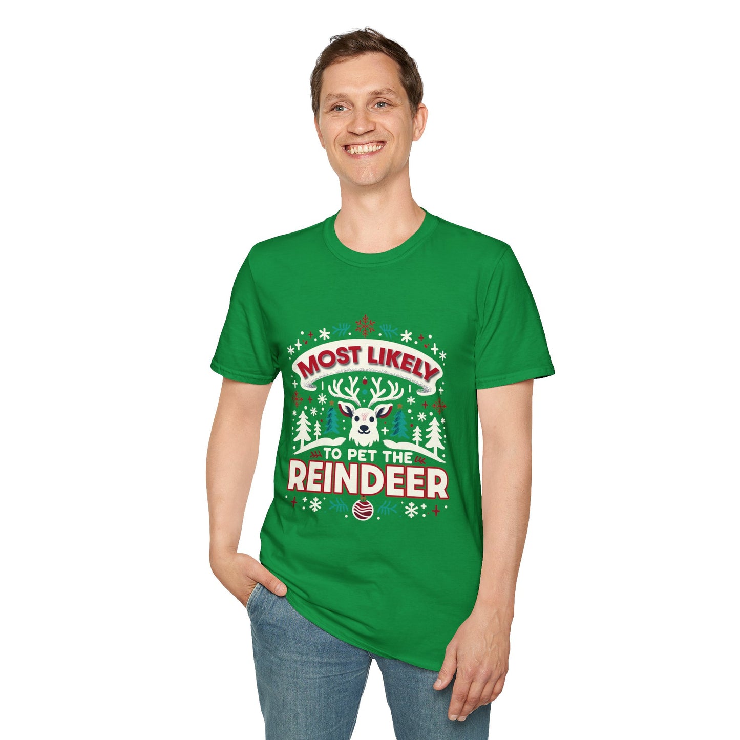 Most Likely to Pet the Reindeer Softstyle T-Shirt