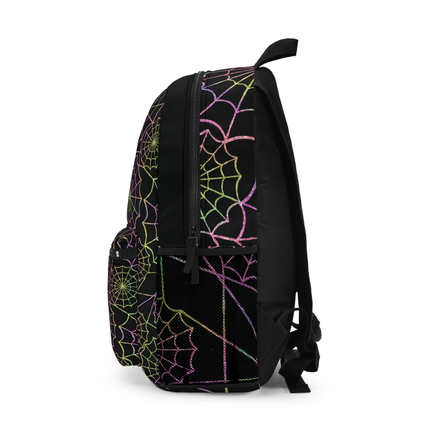 Rainbow Spider Webs Backpack, Neon Web, Spooky Back to School Bag