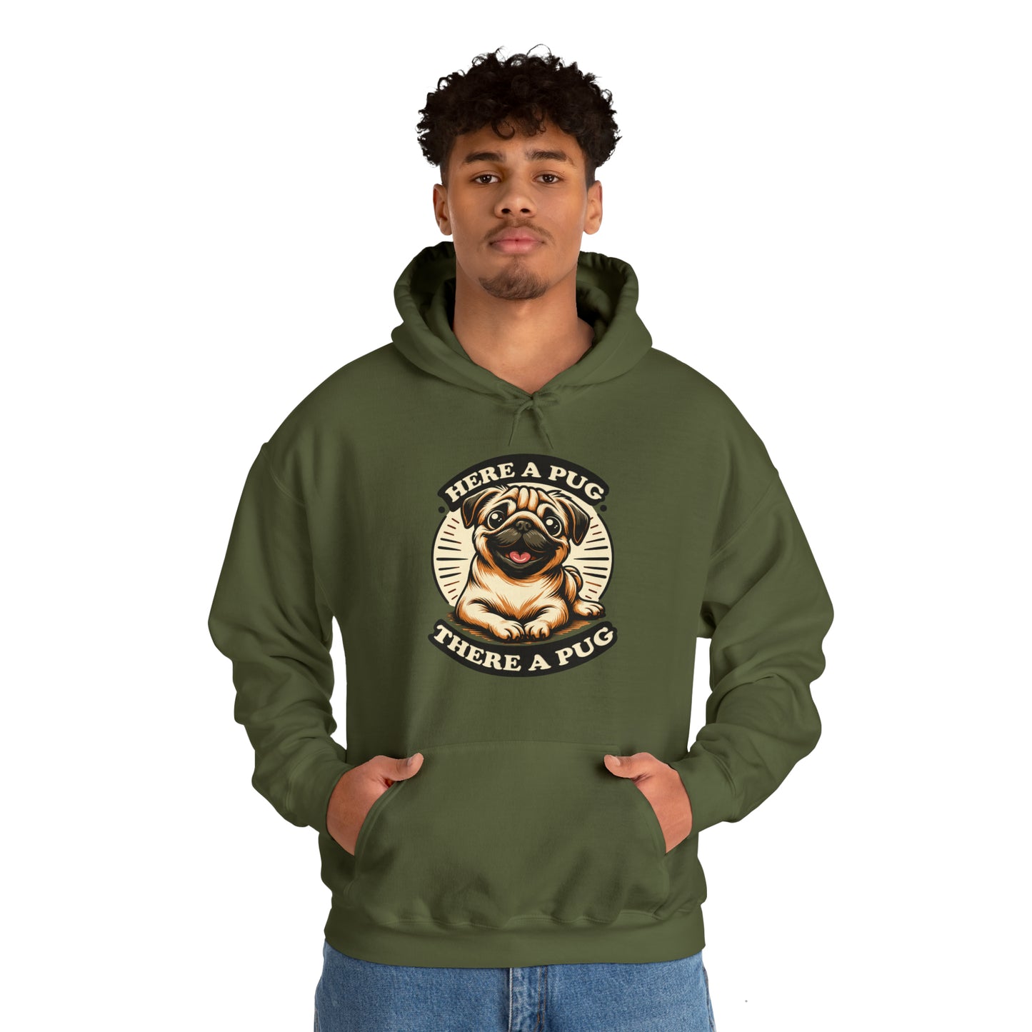 Here a Pug Hooded Sweatshirt