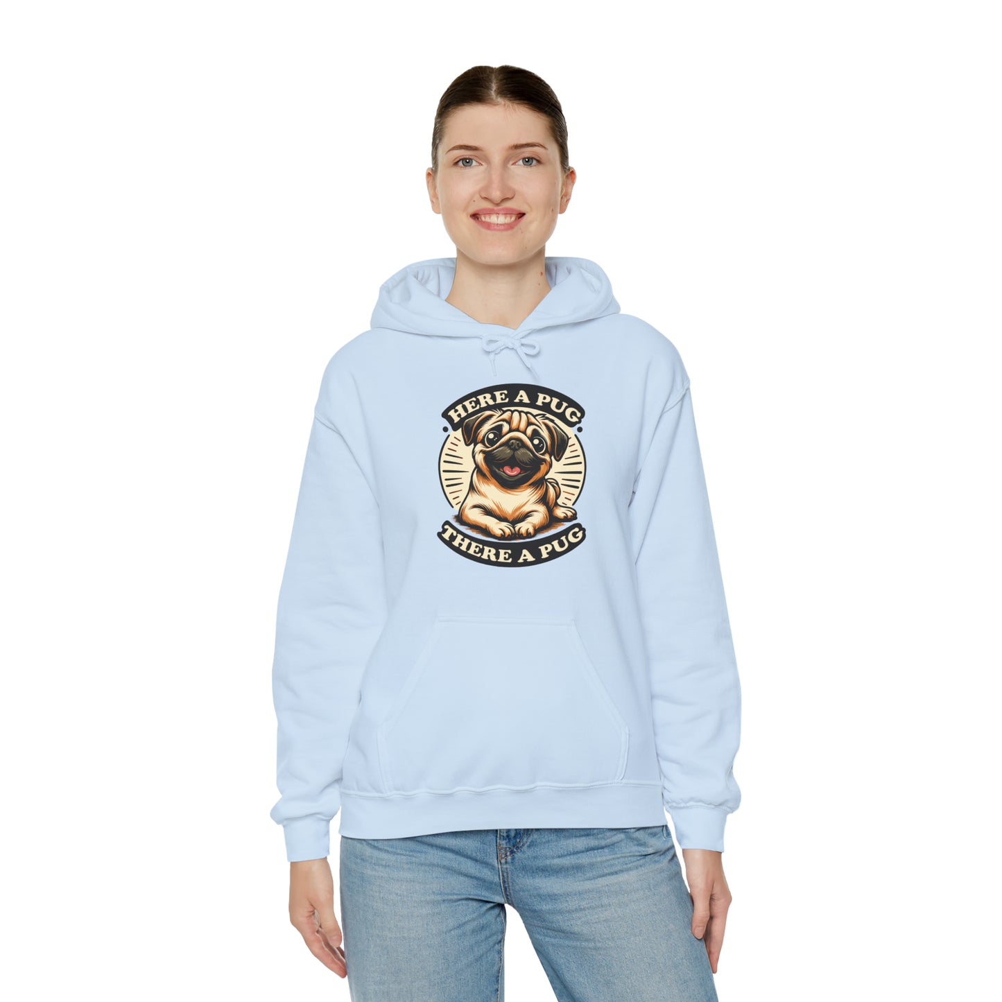 Here a Pug Hooded Sweatshirt