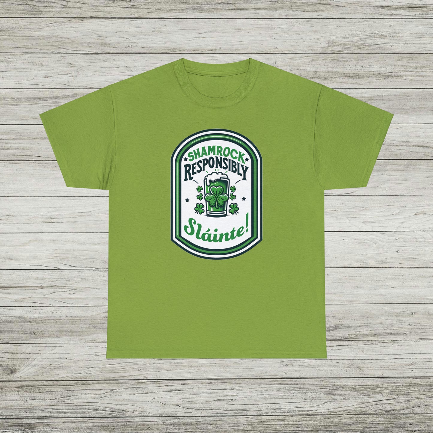 Shamrock Responsibly Slainte T-Shirt, St. Patrick's Day Tee, Lucky Funny Beer Drinking Shirt