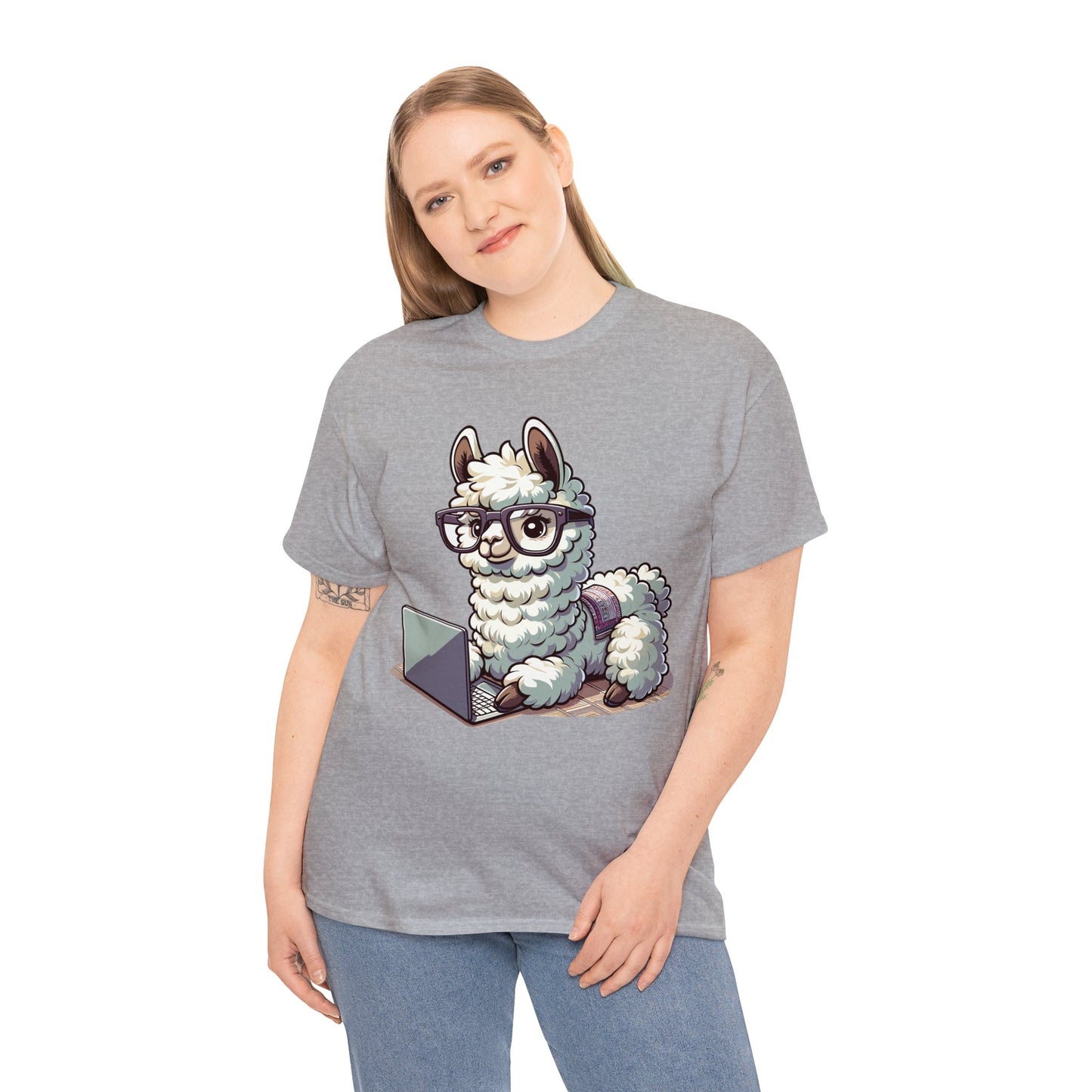 Laptop Llama Heavy Cotton Tee