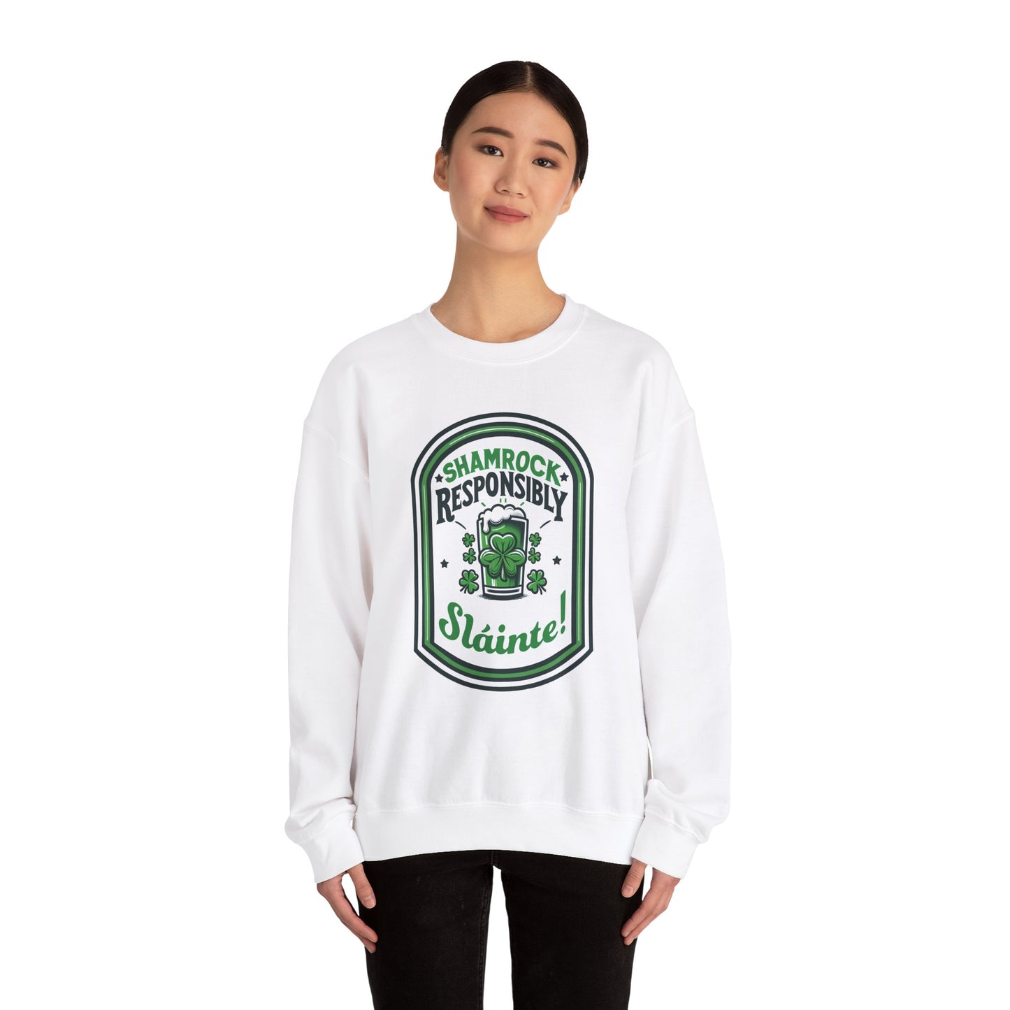 Shamrock Responsibly Slainte Sweatshirt, St. Patrick's Day Crewneck, Funny Lucky Beer Drinking Shirt