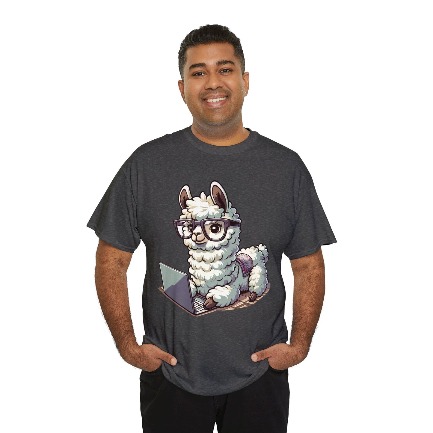 Laptop Llama Heavy Cotton Tee