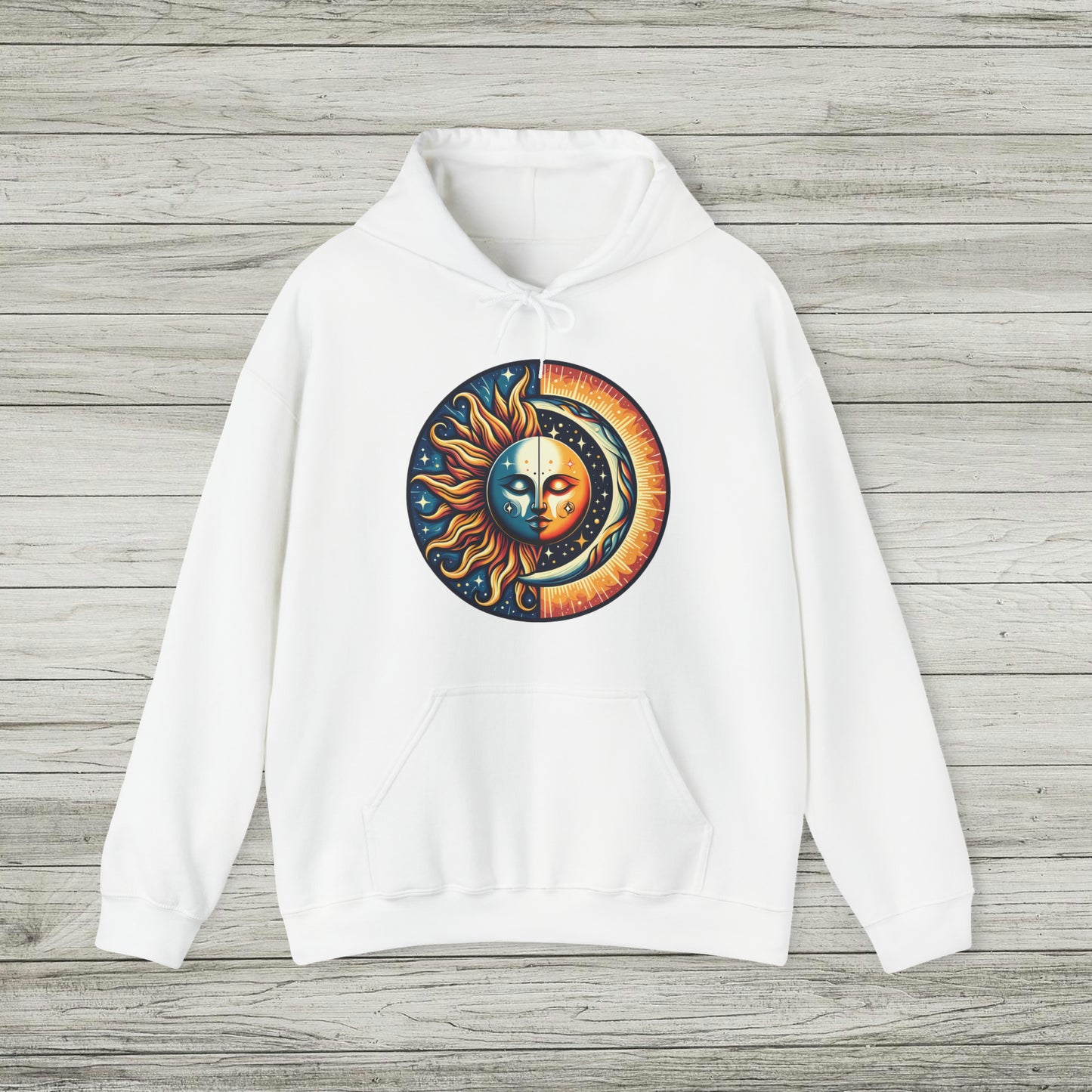 Celestial Sun Moon Hoodie, Mystic Festival Sweatshirt, Colorful Boho Bohemian Aesthetic Sweater Hooded Sweatshirt