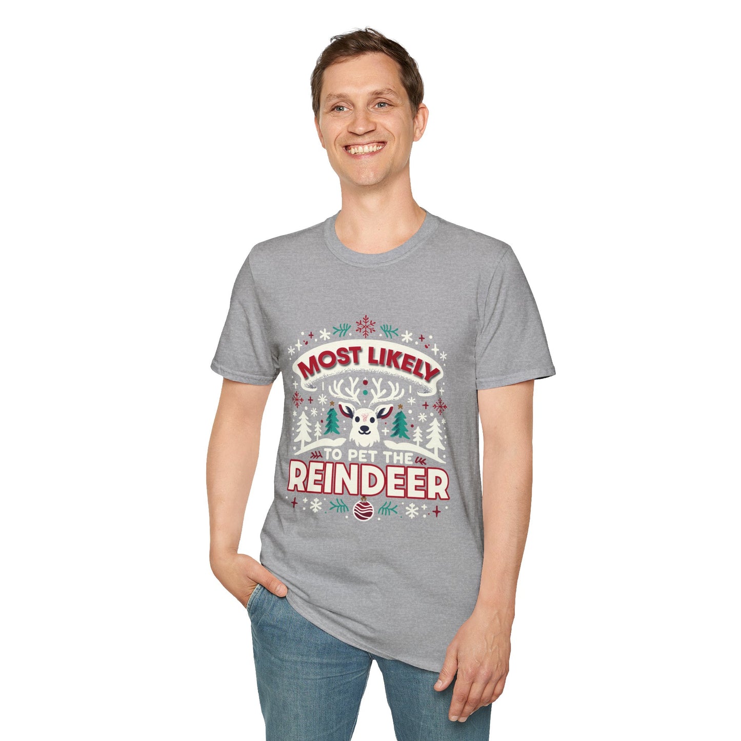 Most Likely to Pet the Reindeer Softstyle T-Shirt