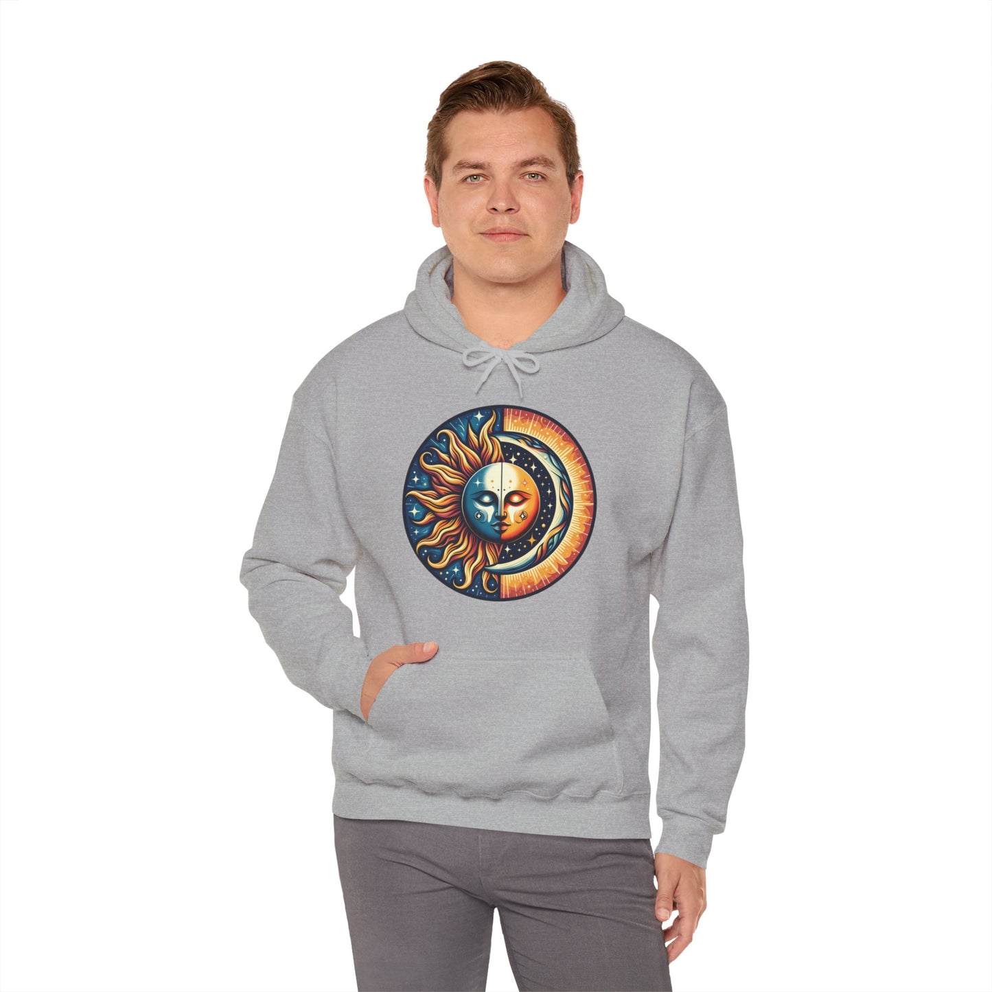 Celestial Sun Moon Hoodie, Mystic Festival Sweatshirt, Colorful Boho Bohemian Aesthetic Sweater Hooded Sweatshirt