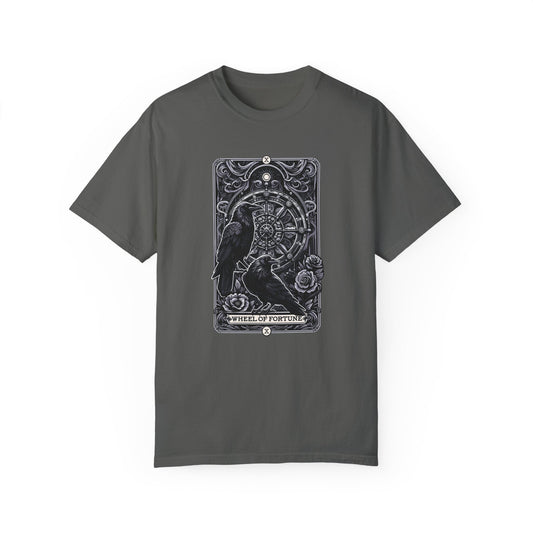 Gothic Crow Tarot Card Wheel of Fortune Lucky Garment-Dyed T-shirt Tee