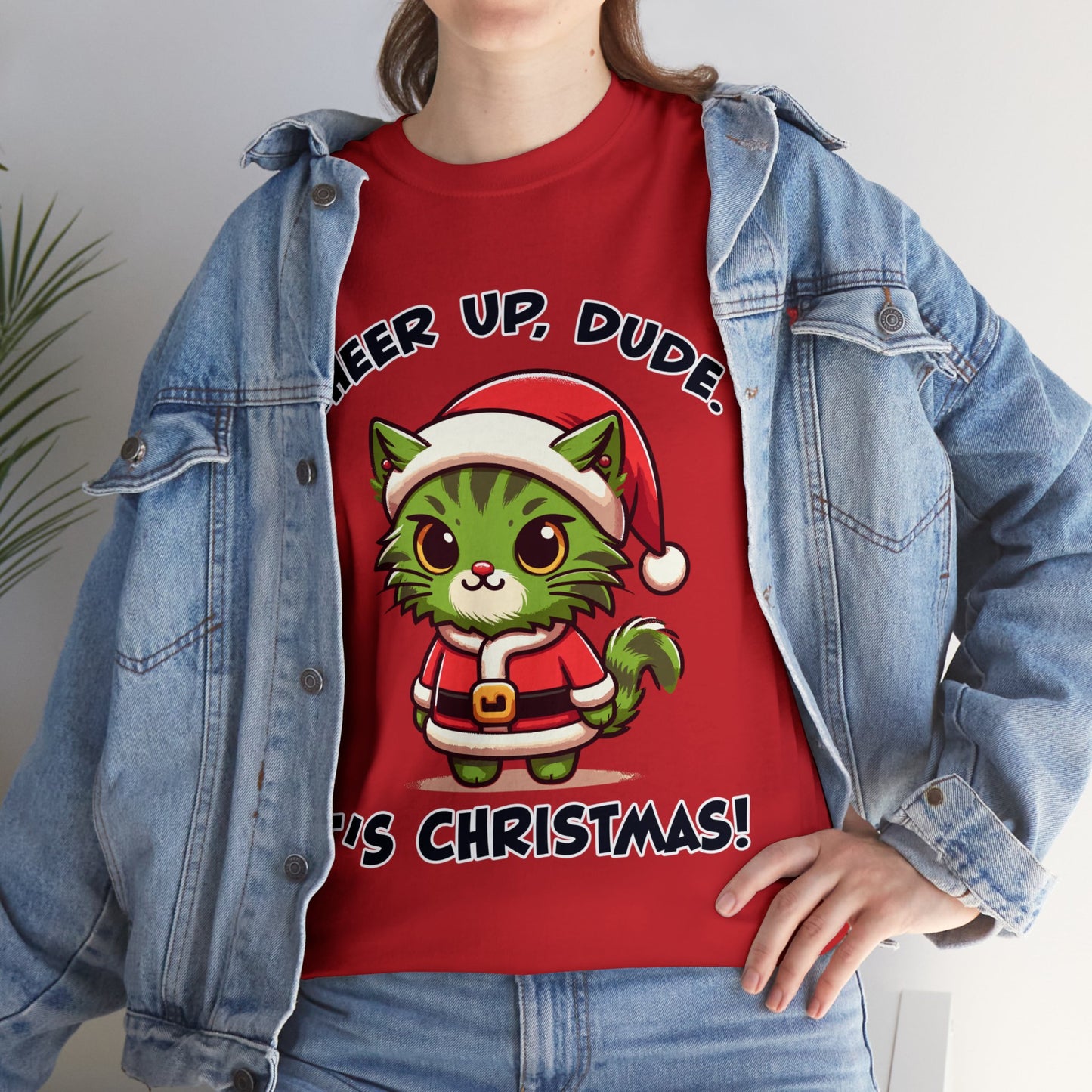 Cheer Up Dude Christmas Unisex Heavy Cotton Tee