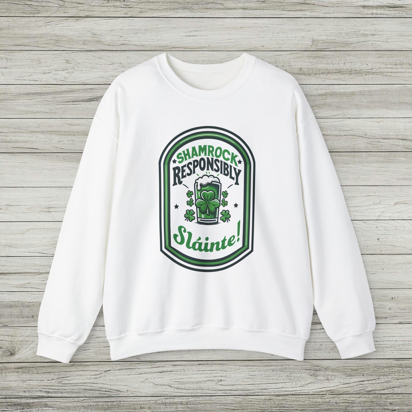 Shamrock Responsibly Slainte Sweatshirt, St. Patrick's Day Crewneck, Funny Lucky Beer Drinking Shirt