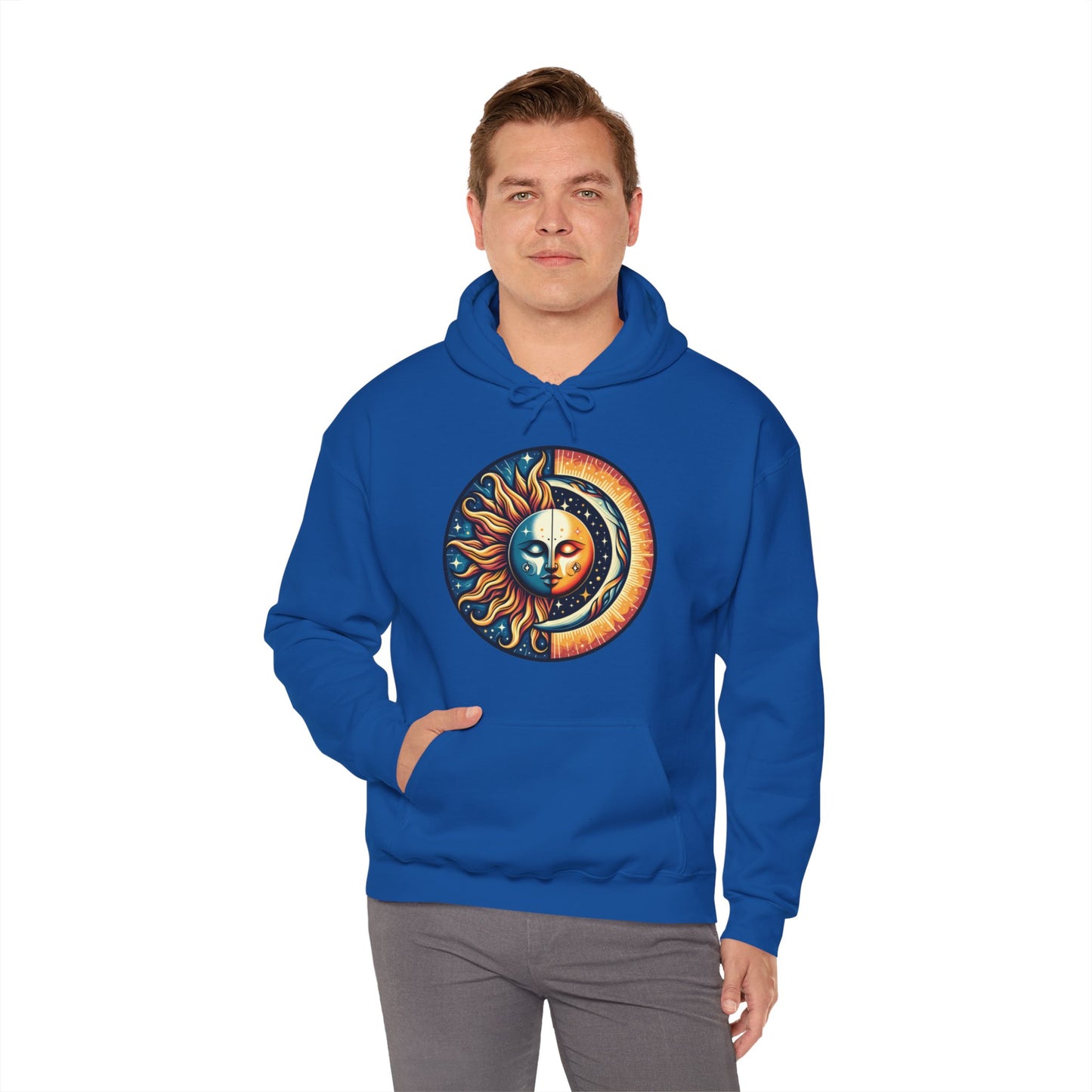 Celestial Sun Moon Hoodie, Mystic Festival Sweatshirt, Colorful Boho Bohemian Aesthetic Sweater Hooded Sweatshirt