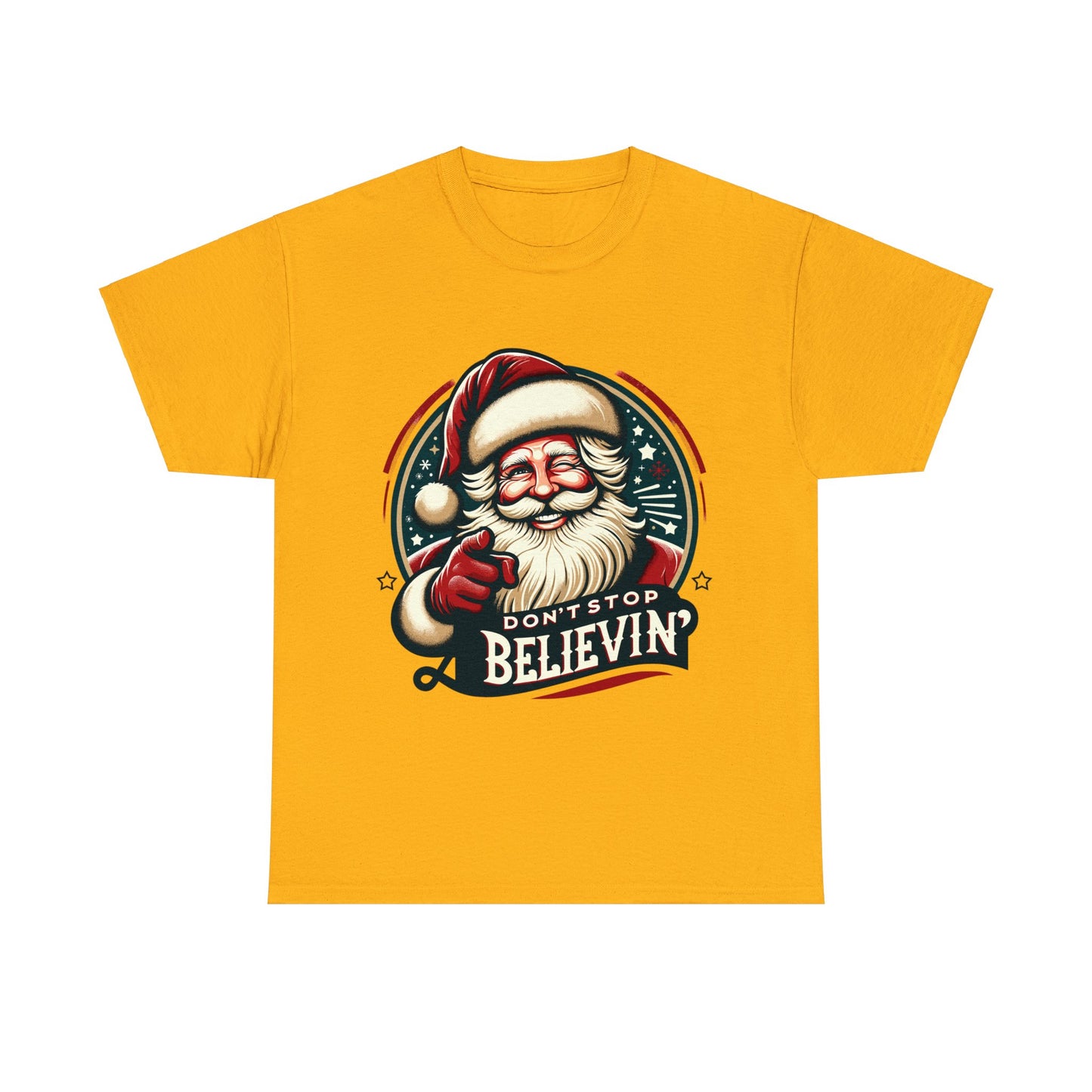 Don't Stop Believin' Santa Heavy Cotton Tee