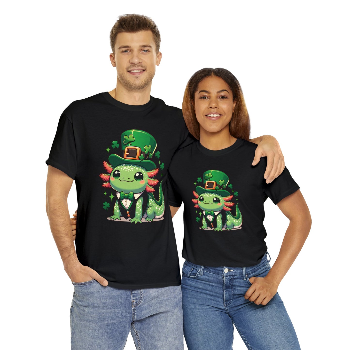 Lucky Axolotl T-Shirt, St. Patrick's Day Tee, Cute Axolotl Leprechaun Shirt, Gift for Irish Friends