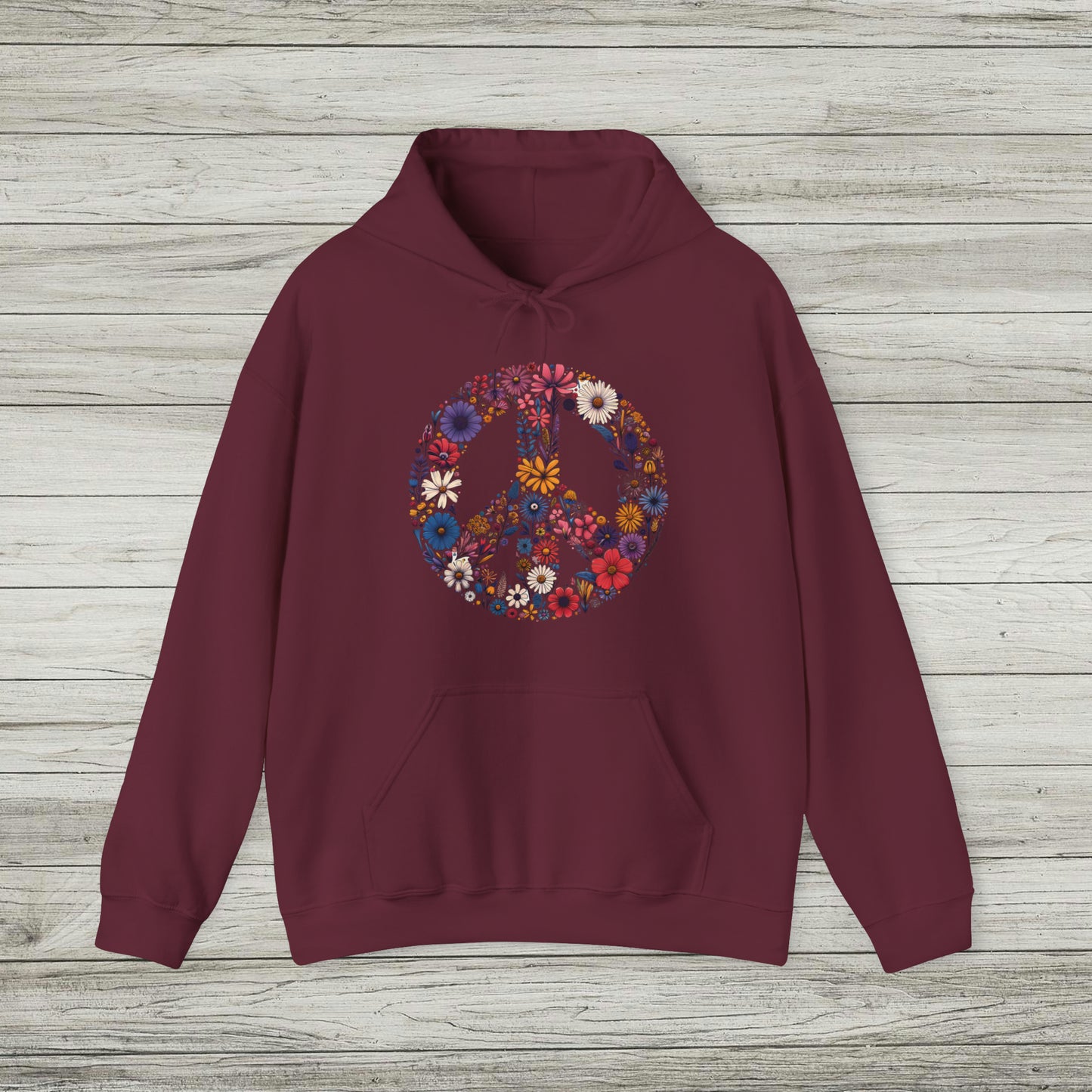 Wildflower Peace Sign Hoodie, Flower Boho Hooded Sweatshirt, Hippie Earth Day Shirt