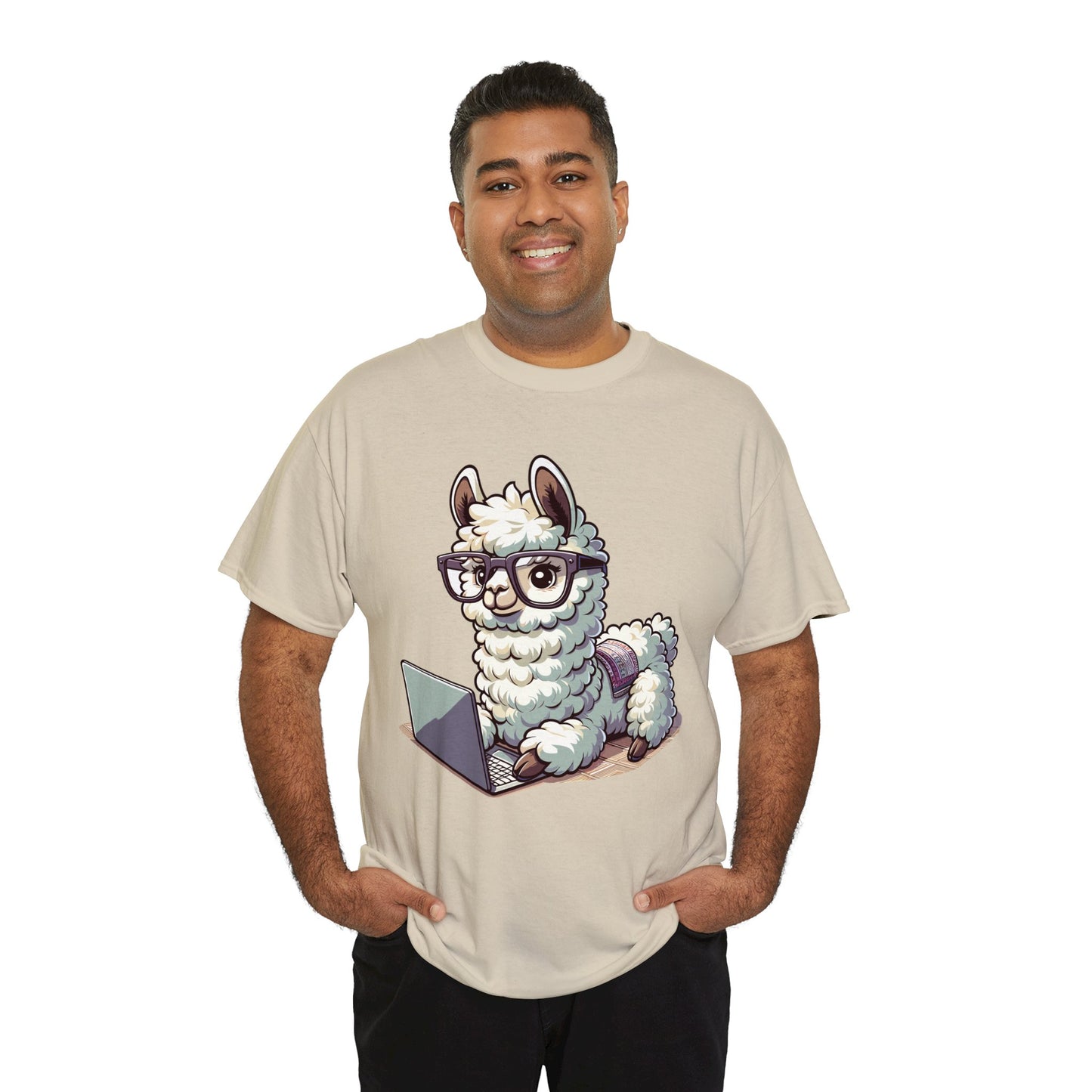 Laptop Llama Heavy Cotton Tee