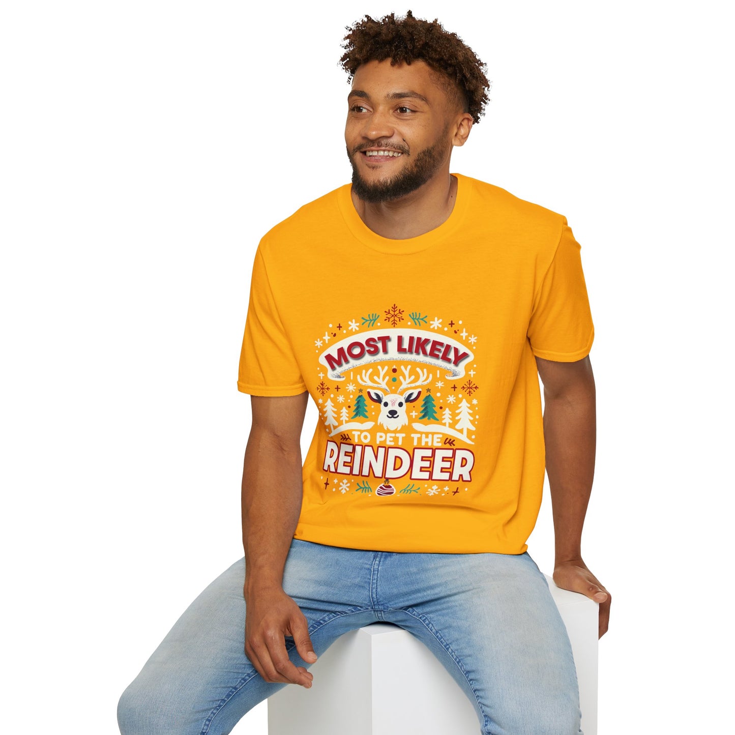 Most Likely to Pet the Reindeer Softstyle T-Shirt