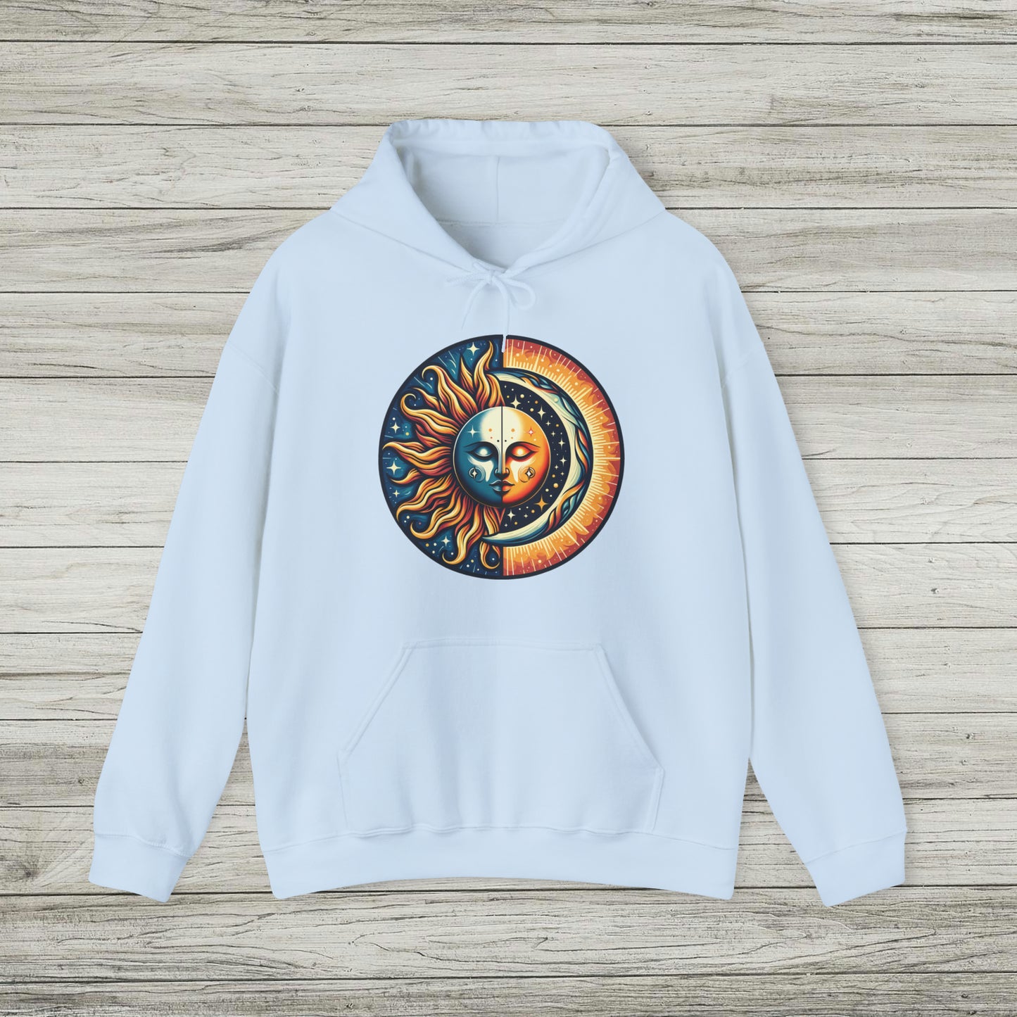 Celestial Sun Moon Hoodie, Mystic Festival Sweatshirt, Colorful Boho Bohemian Aesthetic Sweater Hooded Sweatshirt