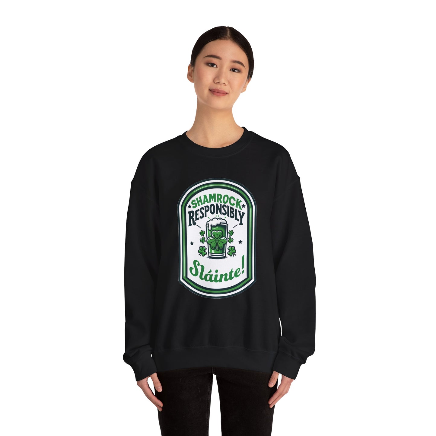 Shamrock Responsibly Slainte Sweatshirt, St. Patrick's Day Crewneck, Funny Lucky Beer Drinking Shirt