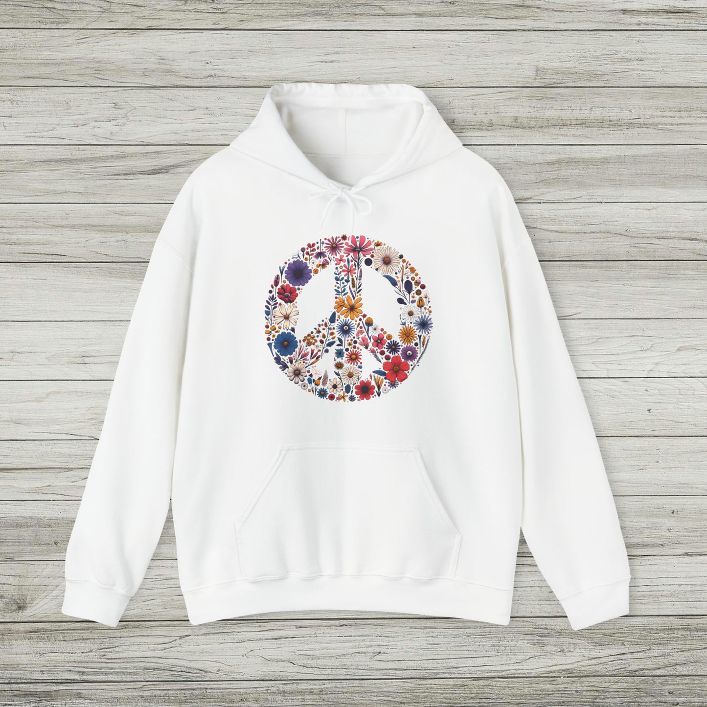 Wildflower Peace Sign Hoodie, Flower Boho Hooded Sweatshirt, Hippie Earth Day Shirt