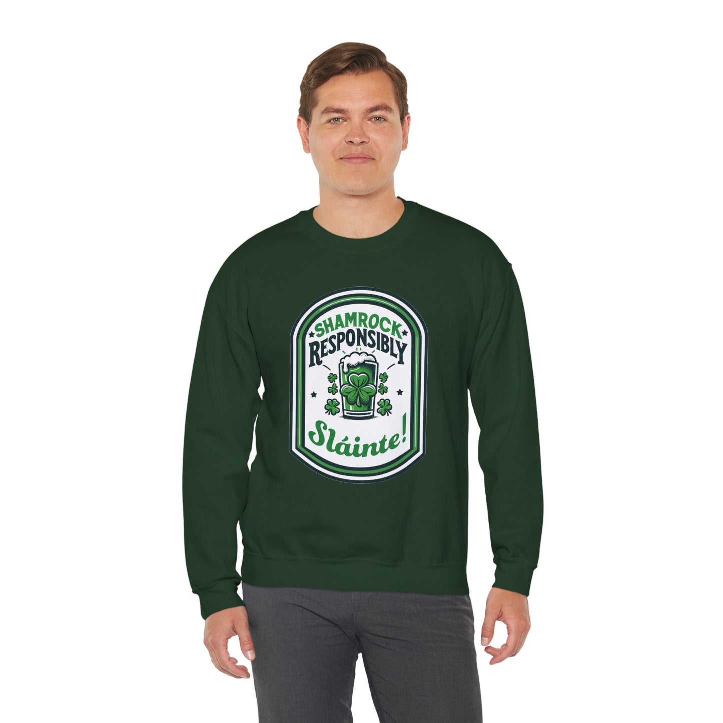 Shamrock Responsibly Slainte Sweatshirt, St. Patrick's Day Crewneck, Funny Lucky Beer Drinking Shirt