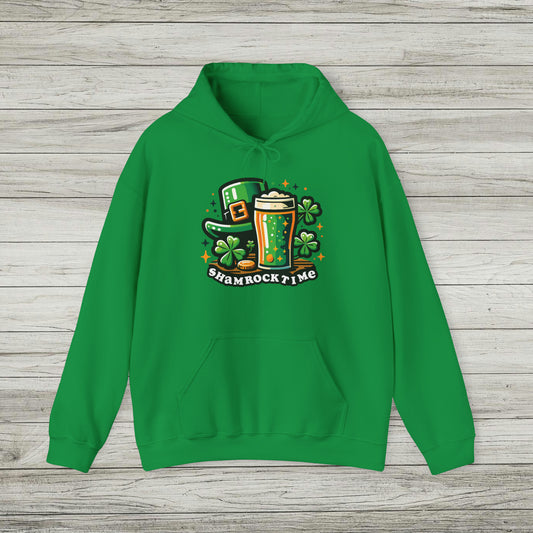 Shamrock Time Hoodie, St. Patrick's Day Sweatshirt, Funny Lucky Beer Drinking Shirt, Good Craic