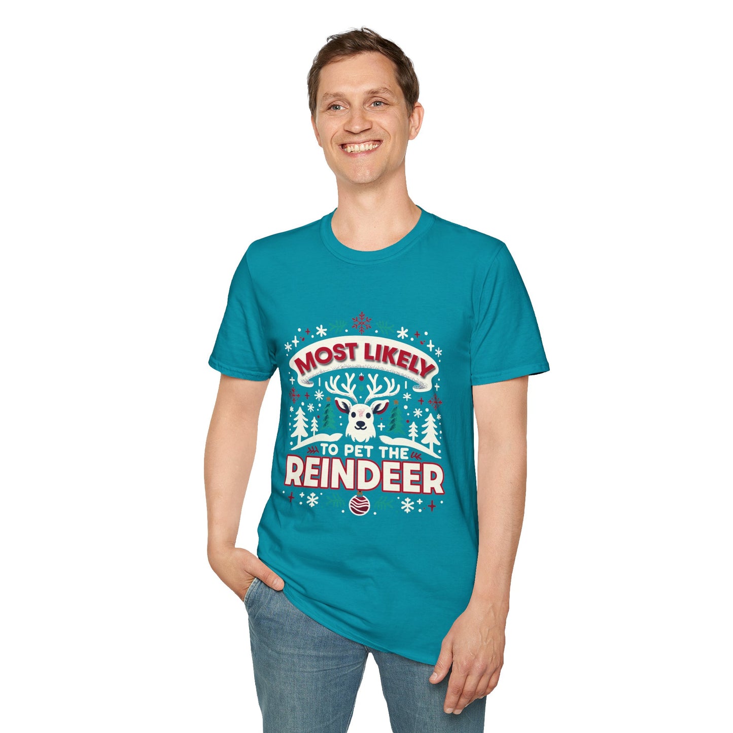 Most Likely to Pet the Reindeer Softstyle T-Shirt