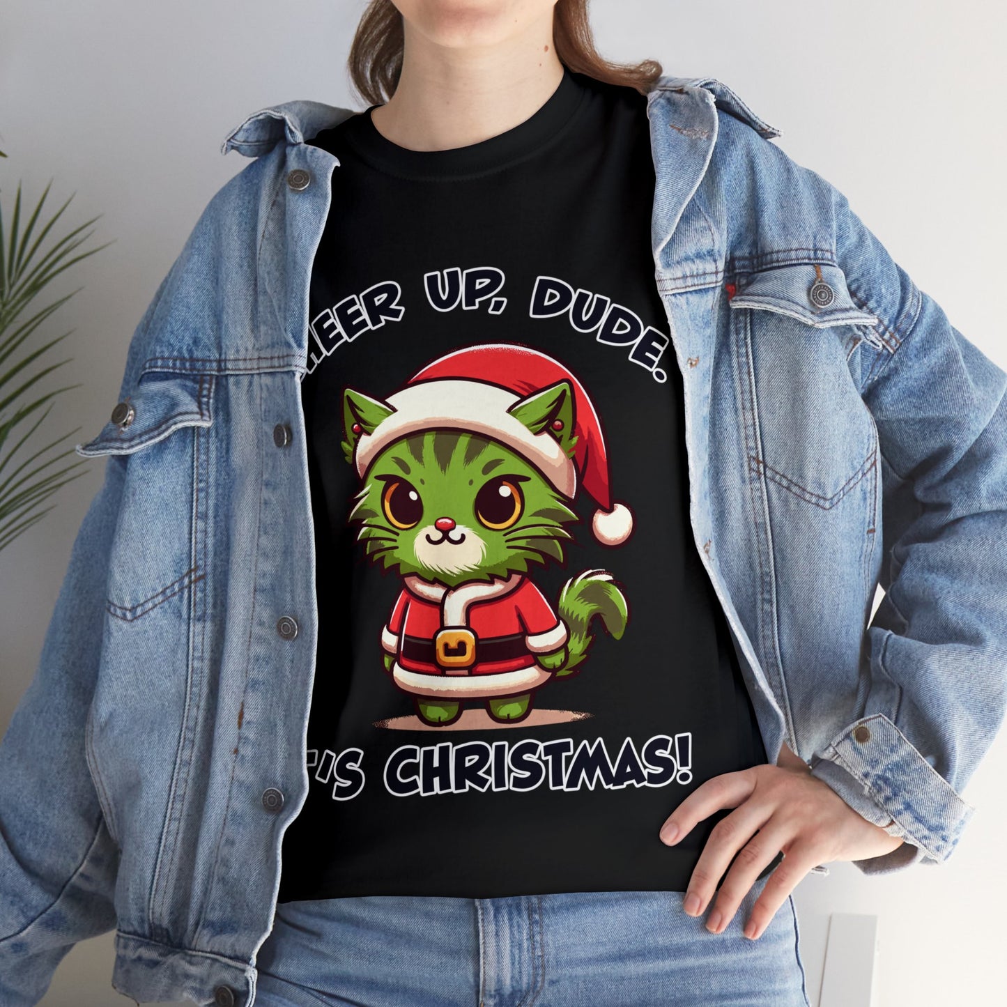 Cheer Up Dude Christmas Unisex Heavy Cotton Tee